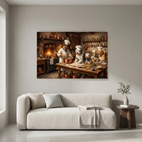 Chef Dogs Cooking Oil Painting Style Canvas Print Wall Art Rustic Kitchen Decor - Mockup Display 4