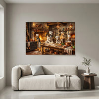 Humorous Chef Dogs Cooking Oil Painting Style Canvas Print Wall Art for Kitchen Decor - Mockup Display 4