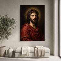Jesus Christ Crown of Thorns Oil Painting Style Canvas Print Wall Art, Sacred Home Decor - Mockup Display 4