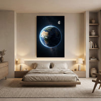 Stunning Earth and Moon Space View Canvas Print Wall Art, Celestial Decor - Mockup Display 5