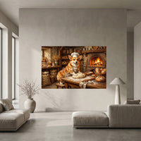 Charming Corgi Baker Oil Painting Style Canvas Print Wall Art, Rustic Bakery Decor - Mockup Display 5