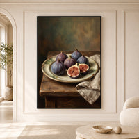 Rustic Figs Still Life Oil Painting Style Canvas Print Wall Art, Home Decor - Mockup Display 5