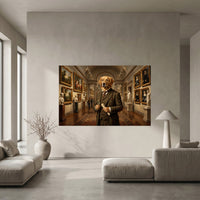 Golden Retriever Art Lover Oil Painting Style Canvas Print Wall Art, Gallery Decor - Mockup Display 5