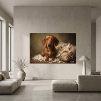 Dachshund Stretched Canvas Wall Art, Painterly Dog Portrait Print, Classic Pet Room Decor