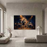 Dapper Dog Jazz Singer Oil Painting Style Canvas Print Wall Art, Elegant Decor - Mockup Display 5