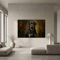 Rottweiler Canvas Wall Art, Painterly Dog Portrait Print, Bold Living Room Decor