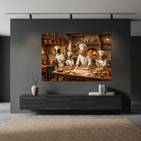 Charming Dog Chefs Oil Painting Style Canvas Print Wall Art for Kitchen Decor - Mockup Display 5