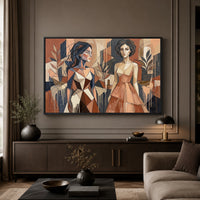 Abstract Cubist Women Figures Modern Canvas Print Wall Art, Elegant Decor - Mockup Display 5
