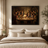 Last Supper Biblical Scene Oil Painting Style Canvas Print Wall Art, Inspirational Decor - Mockup Display 5