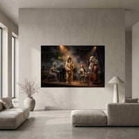 Jazzy Dogs Band Classic Painting Style Canvas Print Wall Art for Sophisticated Decor - Mockup Display 5