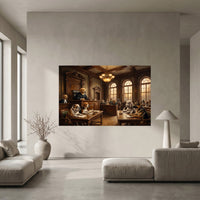 Canine Courtroom Drama Oil Painting Style Canvas Print Wall Art Humorous Decor - Mockup Display 5