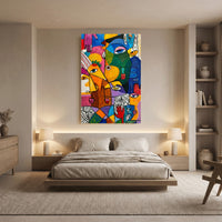 Abstract Faces Canvas Wall Art, Colorful Modern Portrait Print, Gallery Room Decor