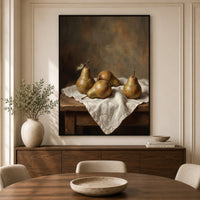 Realistic Pears Still Life Oil Painting Style Canvas Print Wall Art for Kitchen Decor - Mockup Display 5