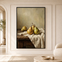 Rustic Pear Still Life Oil Painting Style Canvas Print Wall Art Kitchen Decor - Mockup Display 5