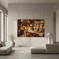 Humorous Chef Dogs Cooking Oil Painting Style Canvas Print Wall Art for Kitchen Decor - Mockup Display 5