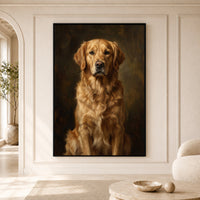 Regal Golden Retriever Oil Painting Style Canvas Print Wall Art, Timeless Home Decor - Mockup Display 5