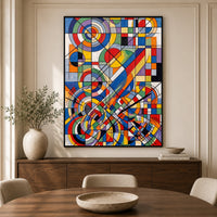 Abstract Geometric Cubist Style Canvas Print Wall Art Modern Dynamic Decor - Mockup Display 5