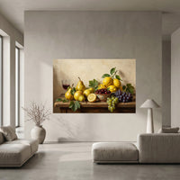 Classic Still Life Fruit Oil Painting Style Canvas Print Wall Art for Dining Room - Mockup Display 5