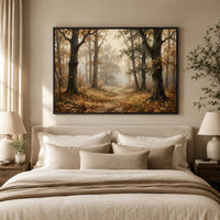 Misty Autumn Forest Path Oil Painting Style Canvas Print Wall Art for Rustic Decor - Mockup Display 5