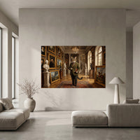 Dapper Cat in Grand Art Gallery Classical Style Canvas Print Wall Art for Museum Decor - Mockup Display 5