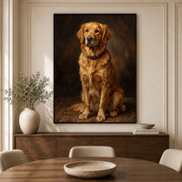 Elegant Golden Retriever Oil Painting Style Canvas Print Wall Art Classic - Mockup Display 5