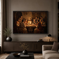 Classic Religious Last Supper Oil Painting Style Canvas Print Wall Art, Sacred Scene - Mockup Display 5