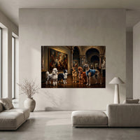 Regal Dogs Museum Visit Oil Painting Style Canvas Print Wall Art for Home - Mockup Display 5