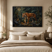 Majestic Tiger in Lush Jungle Realistic Canvas Print Wall Art, Nature-Inspired Decor - Mockup Display 5