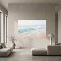 Serene Ocean Wave Impasto Style Canvas Print Wall Art, Coastal Home Decor Accent - Mockup Display 5