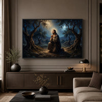 Jesus in Gethsemane Oil Painting Style Canvas Print Wall Art, Spiritual Decor - Mockup Display 5