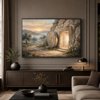 Empty Tomb Resurrection Oil Painting Style Canvas Print Wall Art, Divine Decor - Mockup Display 5