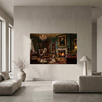 Regal Dogs in Opulent Study Oil Painting Style Canvas Print for Home Decor - Mockup Display 5
