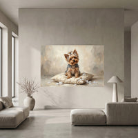 Yorkshire Terrier Stretched Canvas Wall Art, Soft Dog Portrait Print, Elegant Bedroom Decor