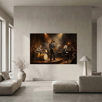 Dapper Dogs Jazz Band Oil Painting Style Canvas Print Wall Art for Music Lovers - Mockup Display 5