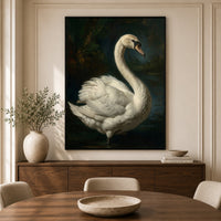 Majestic White Swan Oil Painting Style Canvas Print Wall Art, Elegant Nature Decor - Mockup Display 5
