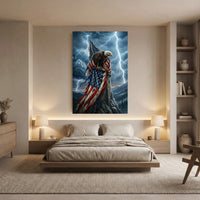 Resilient Eagle American Flag Thunderstorm Canvas Print Wall Art - Bold Statement Piece - Mockup Display 5