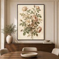 Vintage Floral Rose Bouquet Oil Painting Style Canvas Print Wall Art for Home - Mockup Display 5