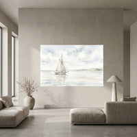 Serene Sailboat Watercolor Style Canvas Print Wall Art, Coastal Home Decor Accent - Mockup Display 5