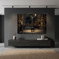 Tortoiseshell Cat in Grand Gallery Oil Painting Style Canvas Print Wall Art, Elegant Decor - Mockup Display 5
