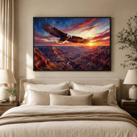 Majestic Bald Eagle Grand Canyon Oil Painting Style Canvas Print Wall Art Sunset - Mockup Display 5