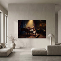 Cavalier King Charles Dog Piano Player Oil Painting Style Canvas Print Wall Art, Sophisticated Lounge Scene - Mockup Display 5