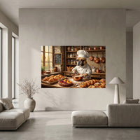 Charming French Bulldog Baker Oil Painting Style Canvas Print Wall Art, Kitchen Decor - Mockup Display 5