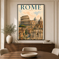 Historic Rome Cityscape Illustration Canvas Print Wall Art, Iconic Italy - Mockup Display 5