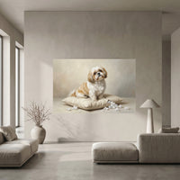 Shih Tzu Stretched Canvas Wall Art, Soft Dog Portrait Print, Elegant Bedroom Decor