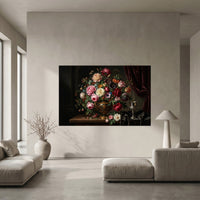 Classical Floral Bouquet Oil Painting Style Canvas Print Wall Art, Elegant Decor - Mockup Display 5