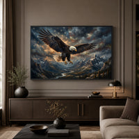 Majestic Bald Eagle Soaring Oil Painting Style Canvas Print Wall Art, Patriotic - Mockup Display 5