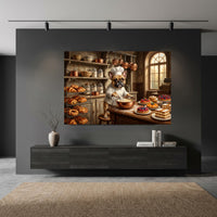 French Bulldog Chef Baking Kitchen Oil Painting Style Canvas Print Wall Art Decor - Mockup Display 5