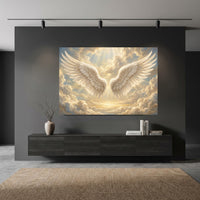 Angel Wings Celestial Cloudscape Canvas Print Wall Art, Divine Light Theme - Mockup Display 5