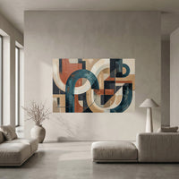 Modern Abstract Geometric Oil Painting Style Canvas Print Wall Art Contemporary Home Decor - Mockup Display 5