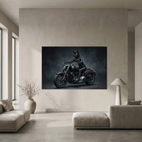 Cool Biker Black Cat Motorcycle Canvas Print Wall Art for Modern Decor - Mockup Display 5